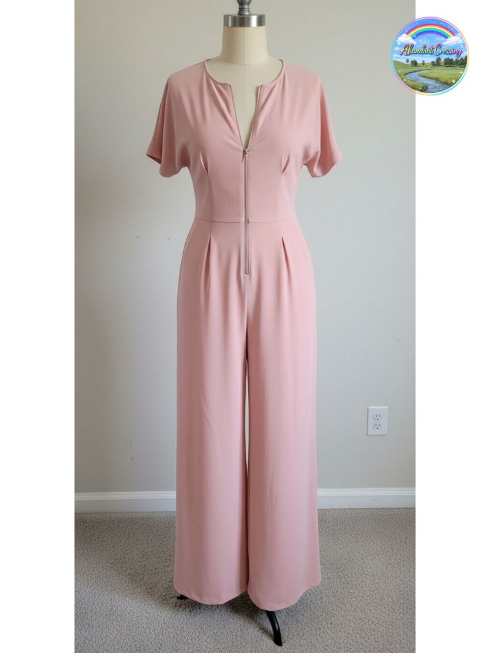 Women's Zip Up Short Sleeve Wide Leg Jumpsuit One Piece Romper Summer Club